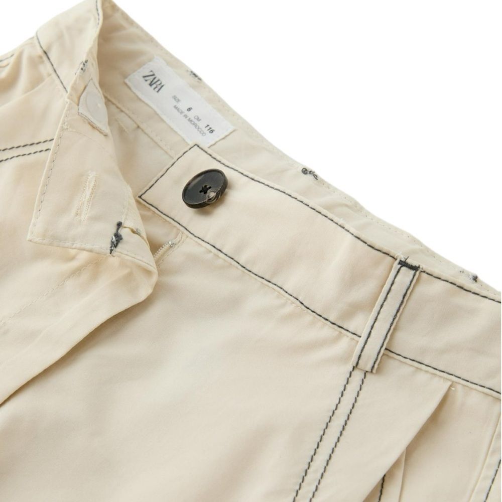 ZARA Kids | Butter | TOPSTITCHED POPLIN PANTS - Picture 4 of 8